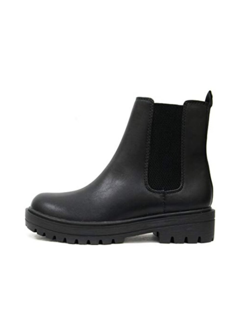 Lug Sole Low Heel Chelsea Ankle Bootie with Double Elastic Gore